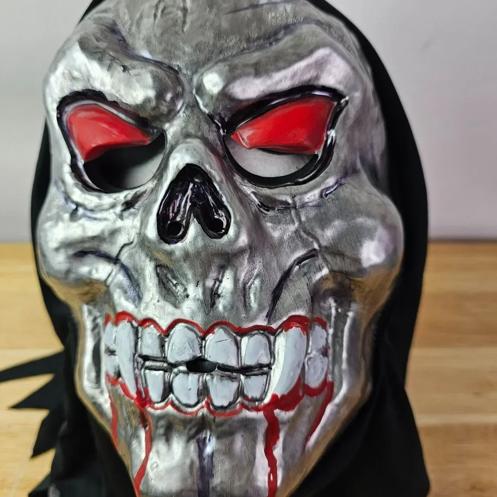 Halloween Scary Skull Skeleton Reaper Mask Costume Creepy Prop Adult Sized Fangs